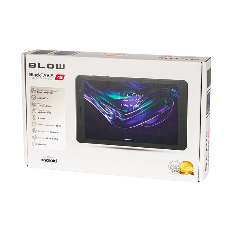 BLOW Tablet BlackTAB8 3/32GB 4G LTE 8 cali Czarny | PartsPC.pl