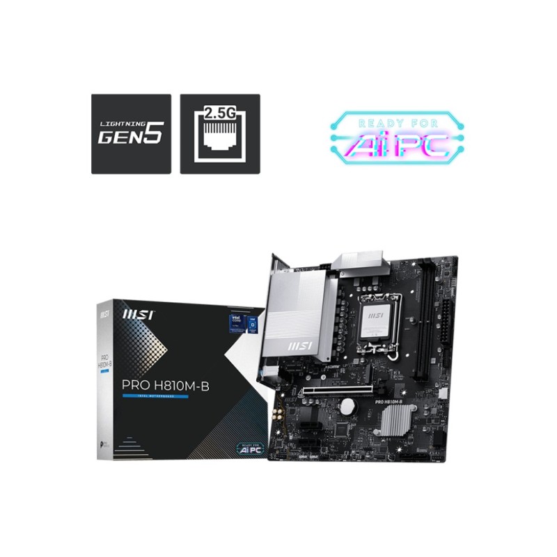 Płyta MSI PRO H810M-B /H810/DDR5/SATA3/M.2/USB3.1/PCIe5.0/s.… | PartsPC.pl