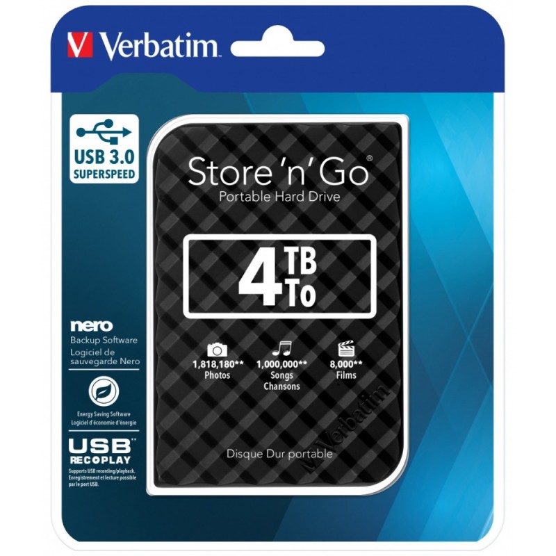 Dysk zewnętrzny Verbatim 4TB 2.5" Store 'n' Go czarny USB 3.… | PartsPC.pl