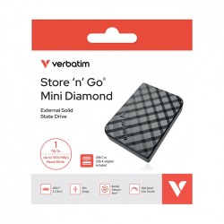 Dysk SSD zewnętrzny Verbatim Store 'n 'Go Mini Diamond 1TB USB-C 3.2 Gen 2
