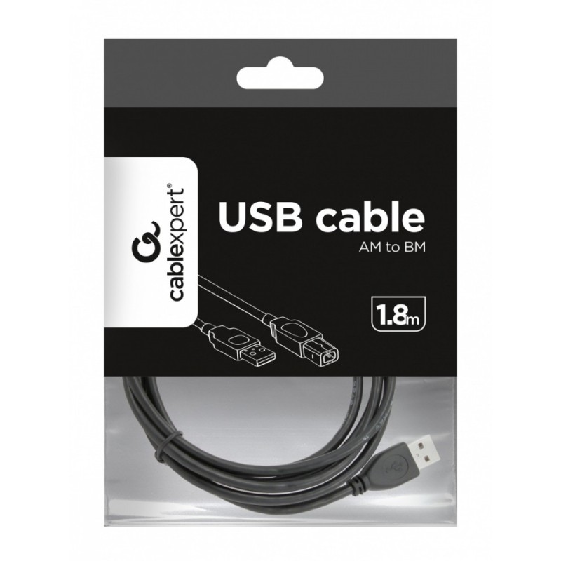 Gembird Kabel USB 2.0 typu AB AM-BM 1.8m czarny | PartsPC.pl