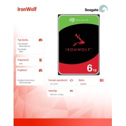 Dysk SEAGATE IronWolf™ ST6000VN006 6TB 3,5" 5400 256MB SATA … | PartsPC.pl