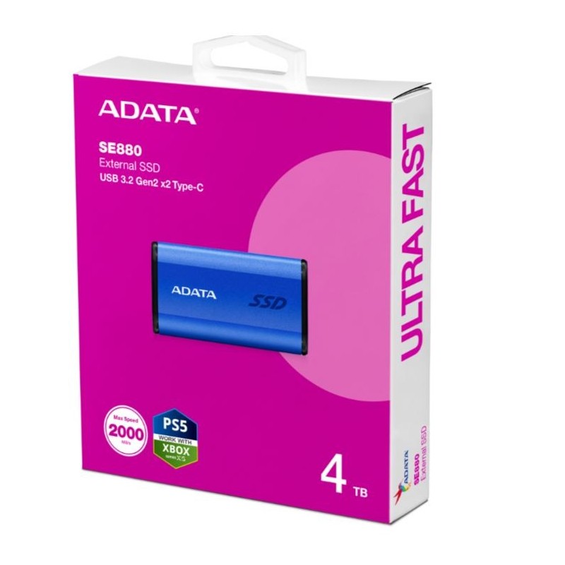 Adata Dysk zewnętrzny SSD SE880 4TB USB3.2A/C Gen2x2 Niebies… | PartsPC.pl
