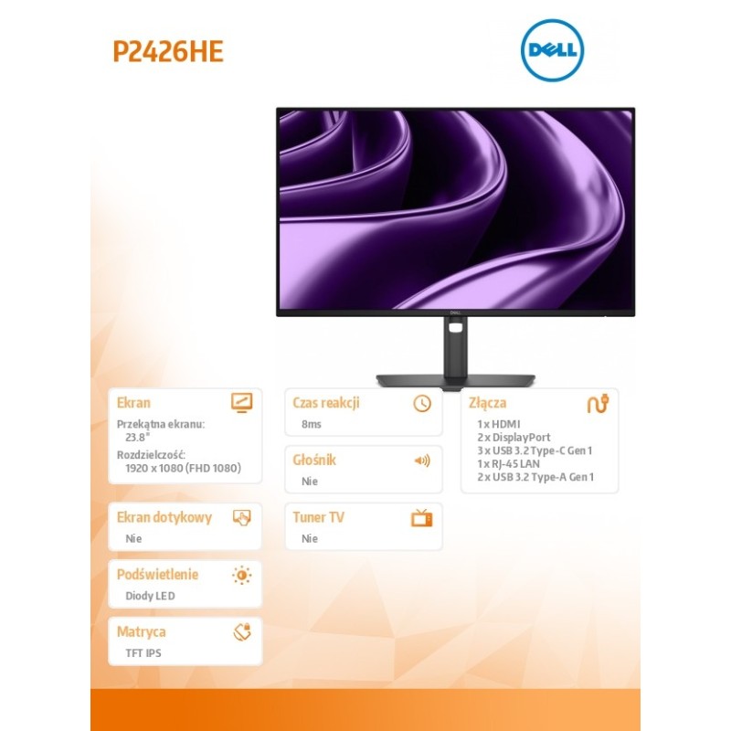 Monitor P2426HE 24 cale IPS FHD (1920x1080)/16:9/HDMI/2xDP/2… | PartsPC.pl