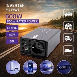 Przetwornica napięcia MS Wave | 12V na 230V | 300/600W | PartsPC.pl