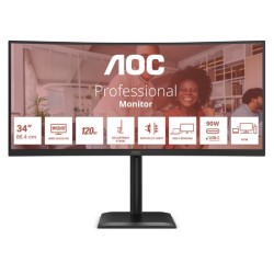 Monitor AOC 34" CU34E4CV VA WQHD 120Hz 2xHDMI DP HUB RJ45 gł… | PartsPC.pl