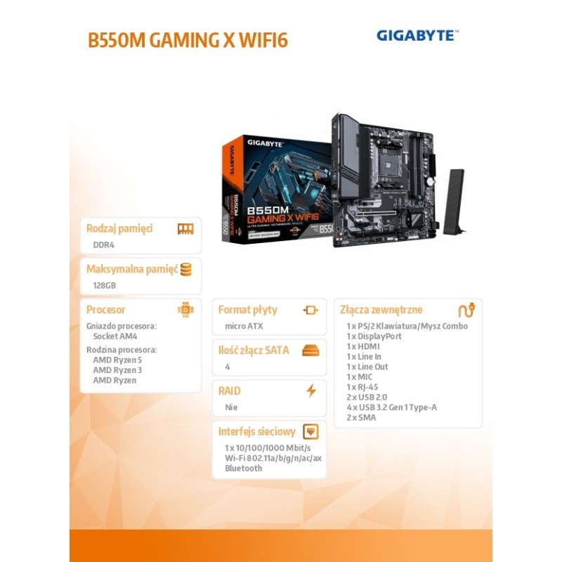 Płyta Gigabyte B550M GAMING X WIFI6 /AMD | PartsPC.pl