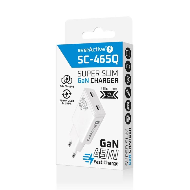 Ładowarka sieciowa everActive SC-465Q GaN 2x USB-C PD QC3.0 … | PartsPC.pl