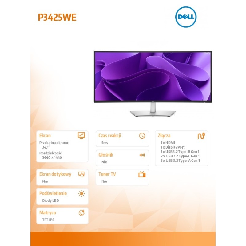 Monitor P3425WE 34.1 cala IPS Curved WQHD (3440x1440)/21:9/H… | PartsPC.pl