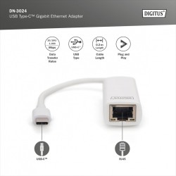 Karta sieciowa DIGITUS przewodowa USB 3.0 Typ C do Gigabit Ethernet