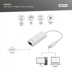 Karta sieciowa DIGITUS przewodowa USB 3.0 Typ C do Gigabit Ethernet