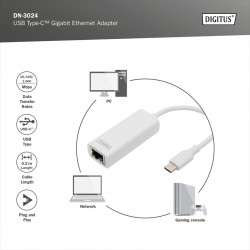 Karta sieciowa DIGITUS przewodowa USB 3.0 Typ C do Gigabit Ethernet