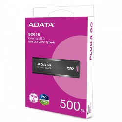 Adata Dysk SSD zewnętrzny SC610 500GB USB3.2A Gen2 czarny | PartsPC.pl