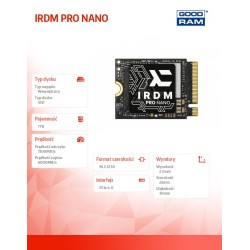 Dysk SSD GOODRAM IRDM PRO NANO 1TB PCIe NVMe Gen 4x4 M.2 2230 (7300/6000