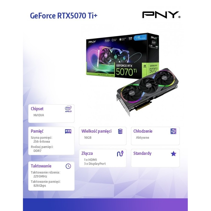 Karta graficzna GeForce RTX5070Ti+ 16GB ARGB VCG5071T16TFXXP… | PartsPC.pl