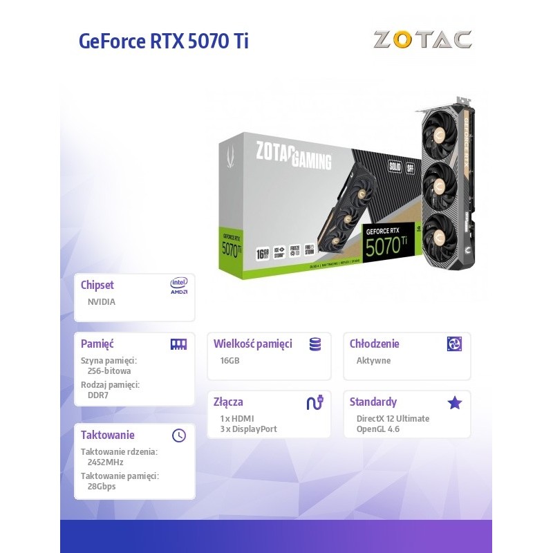 ZOTAC Karta graficzna GeForce RTX 5070 Ti SOLID SFF 16GB GDD… | PartsPC.pl