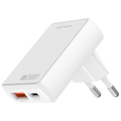 Ładowarka sieciowa FlatPlug Duos 20W USB-C + USB-A Biała | PartsPC.pl