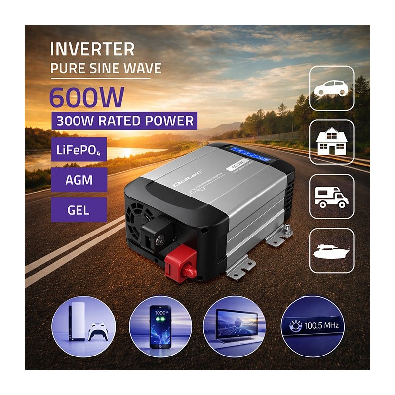 Przetwornica napięcia Qoltec Pure Sine Wave | 12V na 230V | … | PartsPC.pl