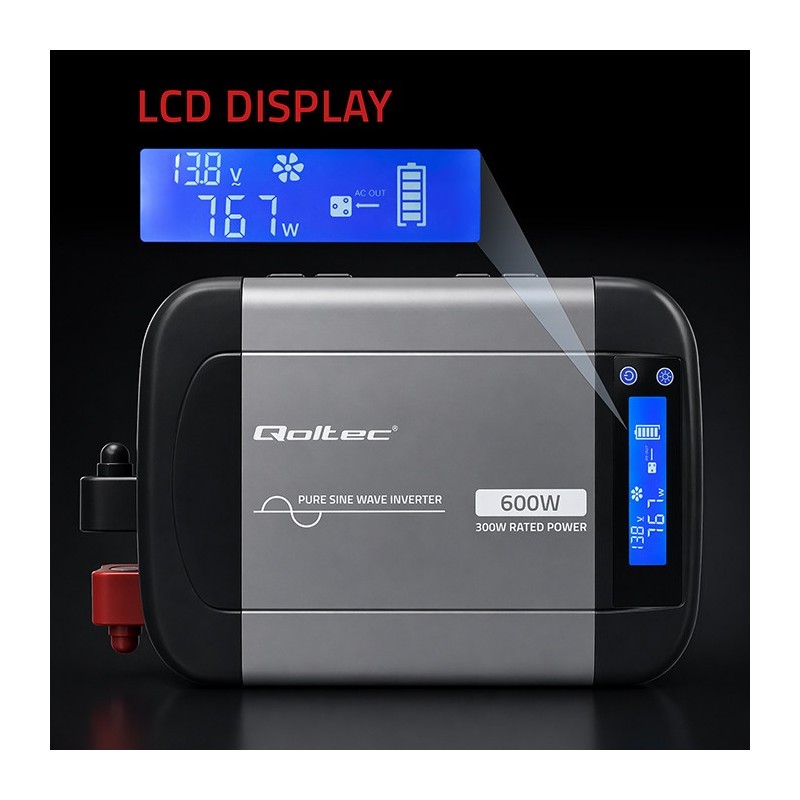 Przetwornica napięcia Qoltec Pure Sine Wave | 12V na 230V | … | PartsPC.pl