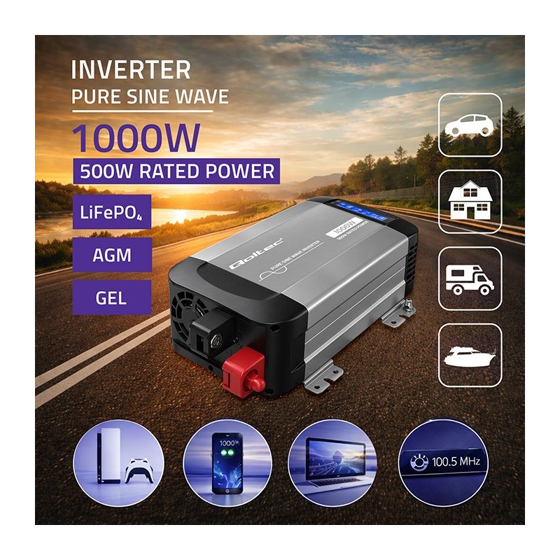 Przetwornica napięcia Pure Sine Wave | 12V na 230V | 500/1000W