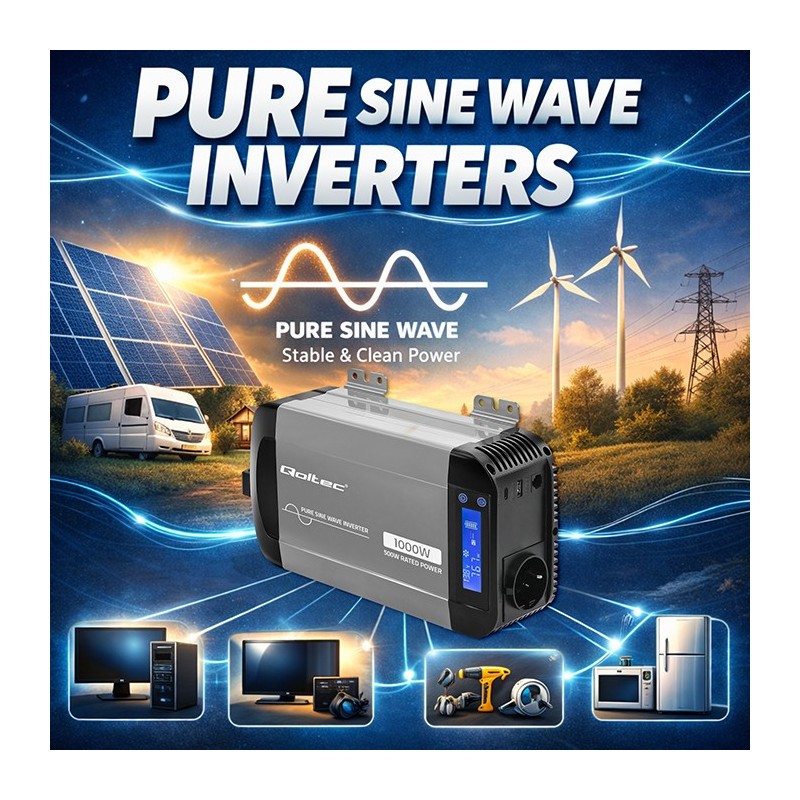 Przetwornica napięcia Pure Sine Wave | 12V na 230V | 500/1000W