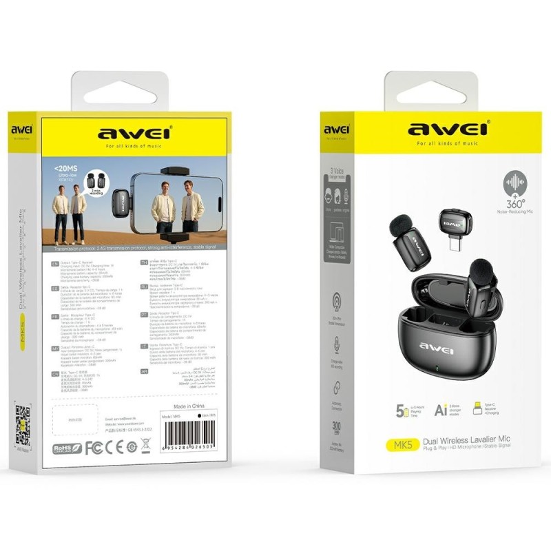 Mikrofon krawatowy MK5 Duo Ai-Voice czarny | PartsPC.pl