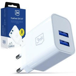 Ładowarka sieciowa 10W 2xUSB-A 2,4A FlowPower biała | PartsPC.pl
