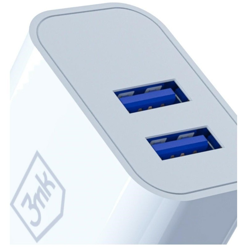 Ładowarka sieciowa 10W 2xUSB-A 2,4A FlowPower biała | PartsPC.pl
