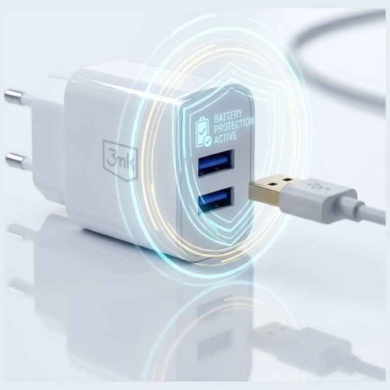 Ładowarka sieciowa 10W 2xUSB-A 2,4A FlowPower biała | PartsPC.pl