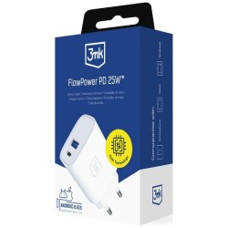 Ładowarka sieciowa 25W USB-A USB-C PD QC4+ FlowPower biała | PartsPC.pl