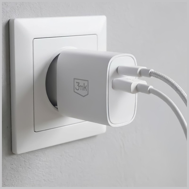 Ładowarka sieciowa 25W USB-A USB-C PD QC4+ FlowPower biała | PartsPC.pl