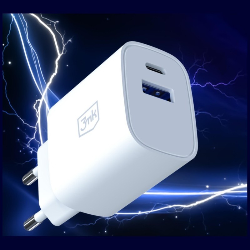 Ładowarka sieciowa 30W USB-A USB-C PD3.0 QC4+ FlowPower biała