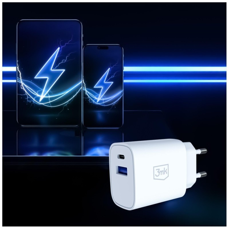 Ładowarka sieciowa 30W USB-A USB-C PD3.0 QC4+ FlowPower biała