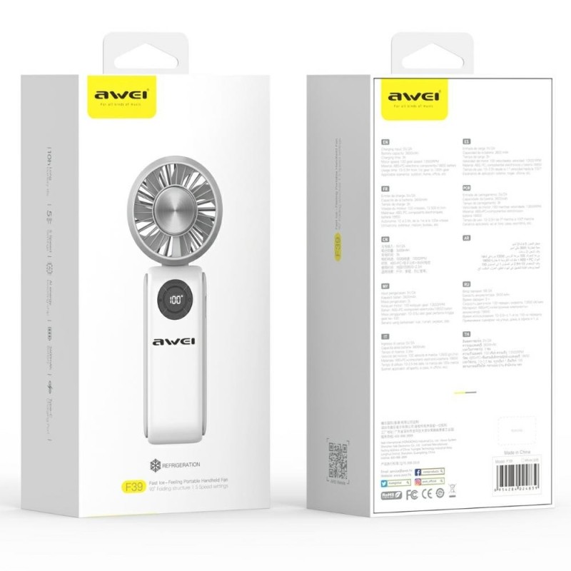 Wiatrak wentylator F39 ręczny fast ice biały | PartsPC.pl