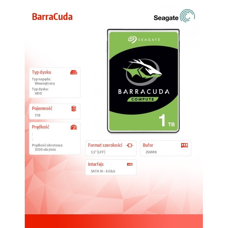 Dysk SEAGATE BarraCuda® ST1000DM014 1TB 3,5" 256MB SATA III… | PartsPC.pl