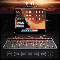 HMC-KB-US Klawiatura USB-C 5Gbps z wieloportowy hub 9in1, SD… | PartsPC.pl
