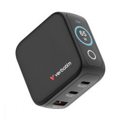 Ładowarka Mini GaN 65W TFT 2xUSB-C 1xUSB-A  EU/UK/USA 30238 | PartsPC.pl
