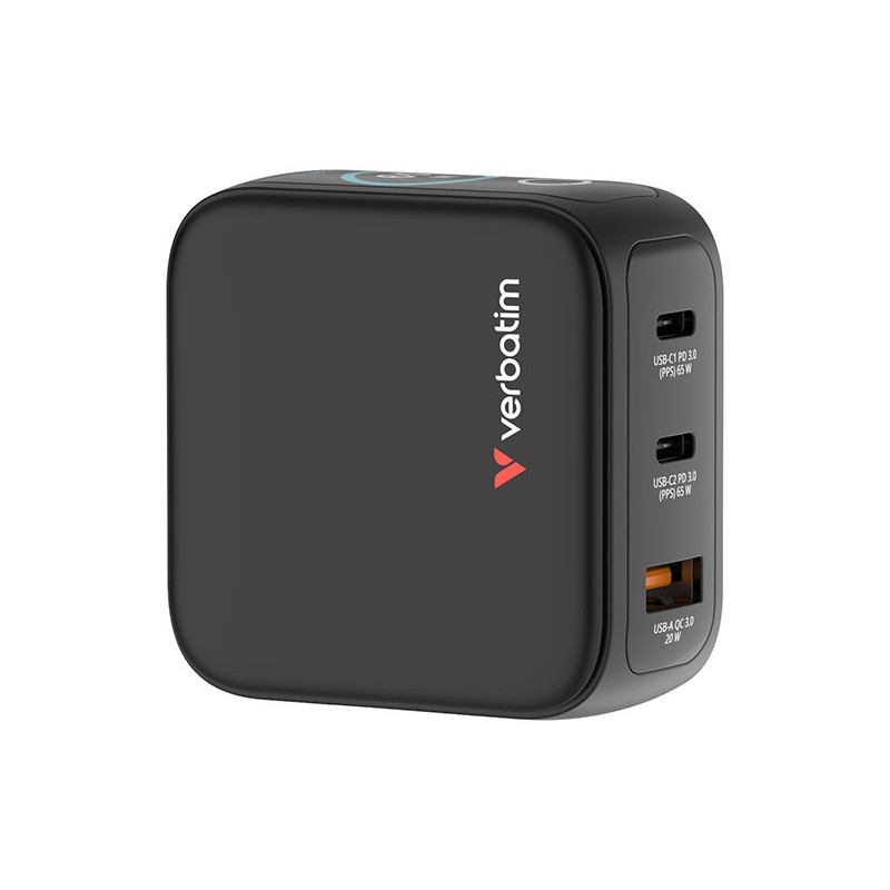 Ładowarka Mini GaN 65W TFT 2xUSB-C 1xUSB-A  EU/UK/USA 30238 | PartsPC.pl