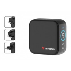 Ładowarka Mini GaN 65W TFT 2xUSB-C 1xUSB-A  EU/UK/USA 30238 | PartsPC.pl