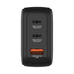 Ładowarka Mini GaN 65W TFT 2xUSB-C 1xUSB-A  EU/UK/USA 30238 | PartsPC.pl