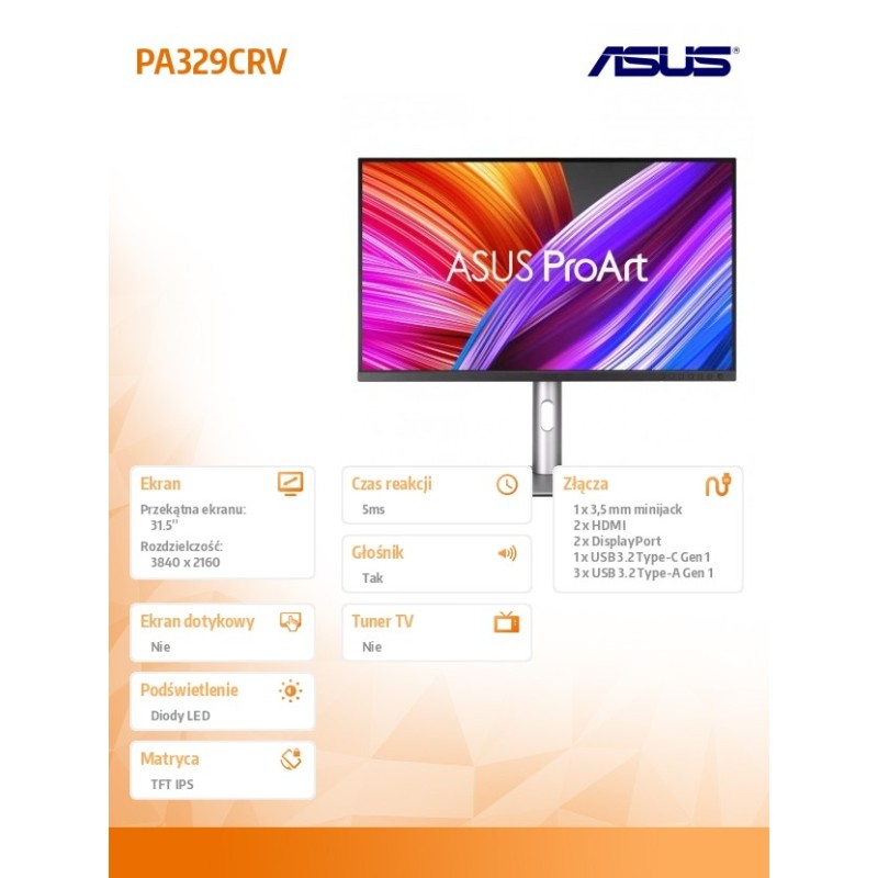 Monitor Asus 31,5" ProArt Display PA329CRV 2xHDMI DP 2xUSB-C głośniki