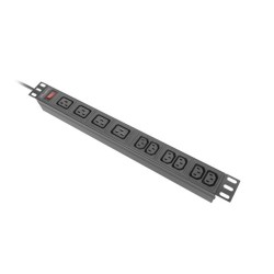 Listwa zasilająca RACK PDU 19" Lanberg 1U 16A 2M 4X C19 6X IEC C13 C20 czarna