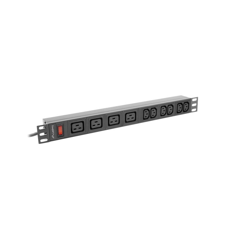 Listwa zasilająca RACK PDU 19" Lanberg 1U 16A 2M 4X C19 6X IEC C13 C20 czarna