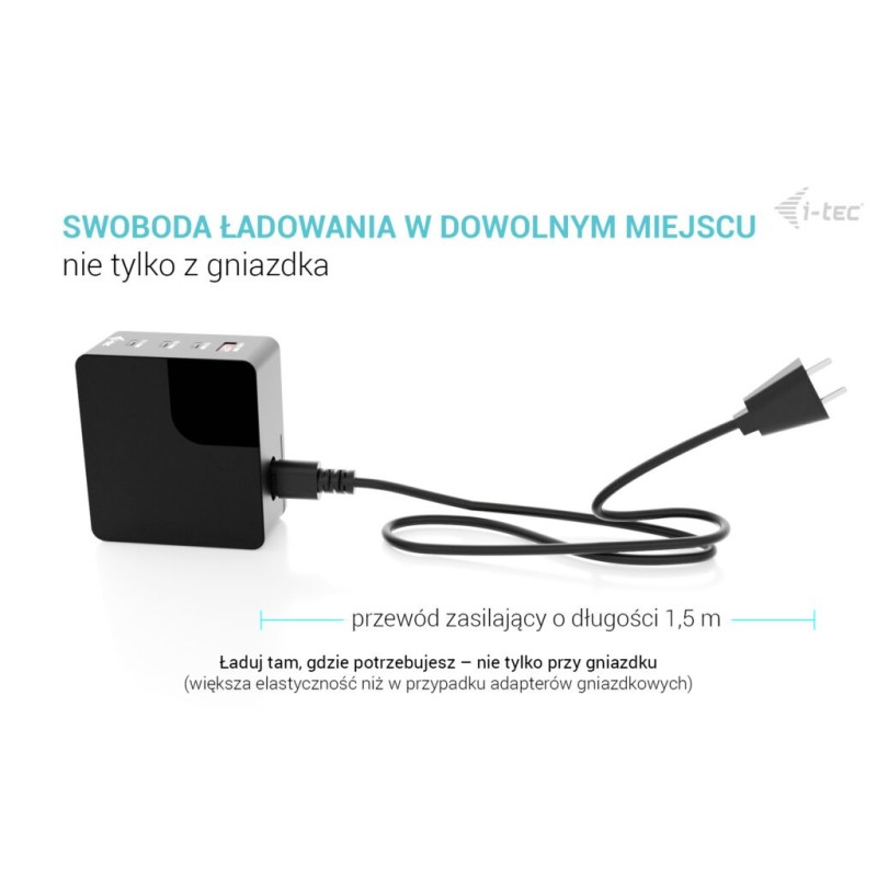Ładowarka 140W Intelligent Multiport USB Charger 3xUSB-C 1xUSB-A LCD 150 cm