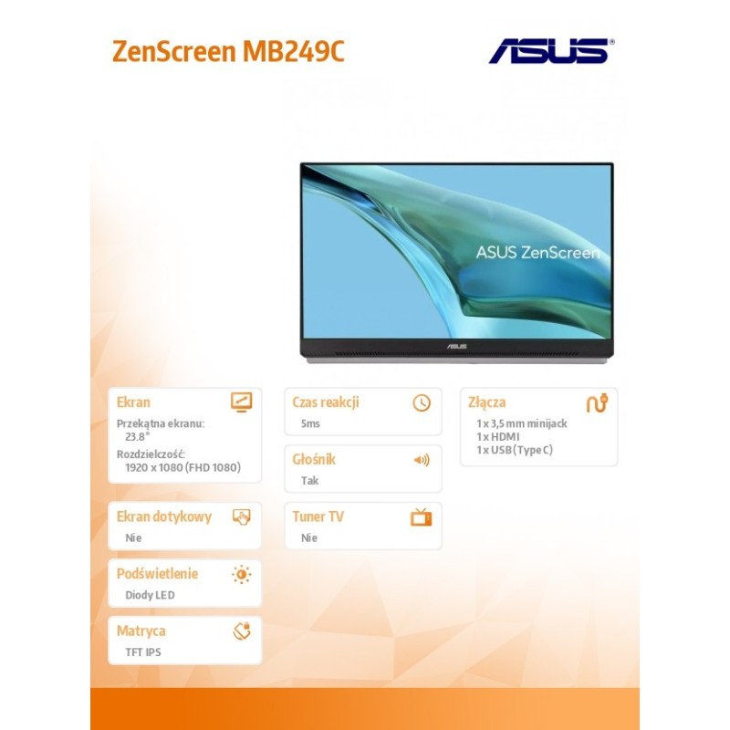 Monitor Asus 23,8" ZenScreen MB249C portable monitor H... | PartsPC.pl