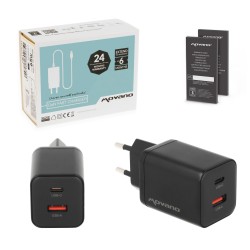 Ładowarka Movano GaN 45W USB-C PD + USB-A (black) | PartsPC.pl