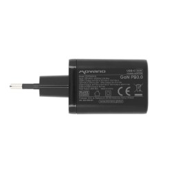Ładowarka Movano GaN 45W USB-C PD + USB-A (black) | PartsPC.pl