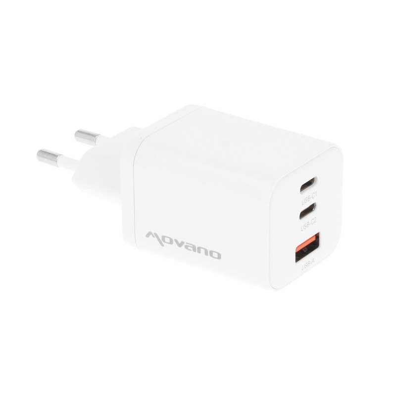 Ładowarka Movano GaN 65W 2x USB-C PD + USB-A (white) | PartsPC.pl
