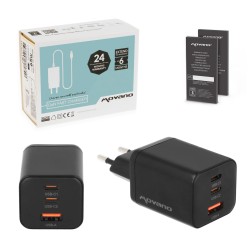 Ładowarka Movano GaN 65W 2x USB-C PD + USB-A (black) | PartsPC.pl