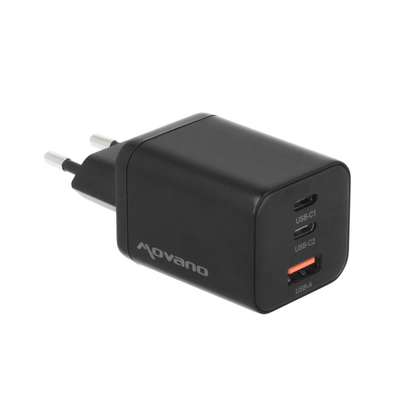 Ładowarka Movano GaN 65W 2x USB-C PD + USB-A (black) | PartsPC.pl